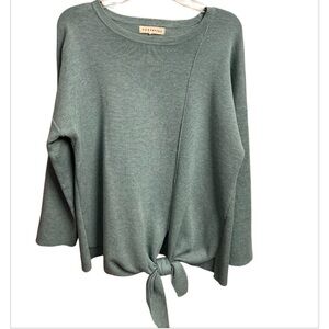 Retrology Women's Teal Blue Pullover Knot Front Sweater Size Medium